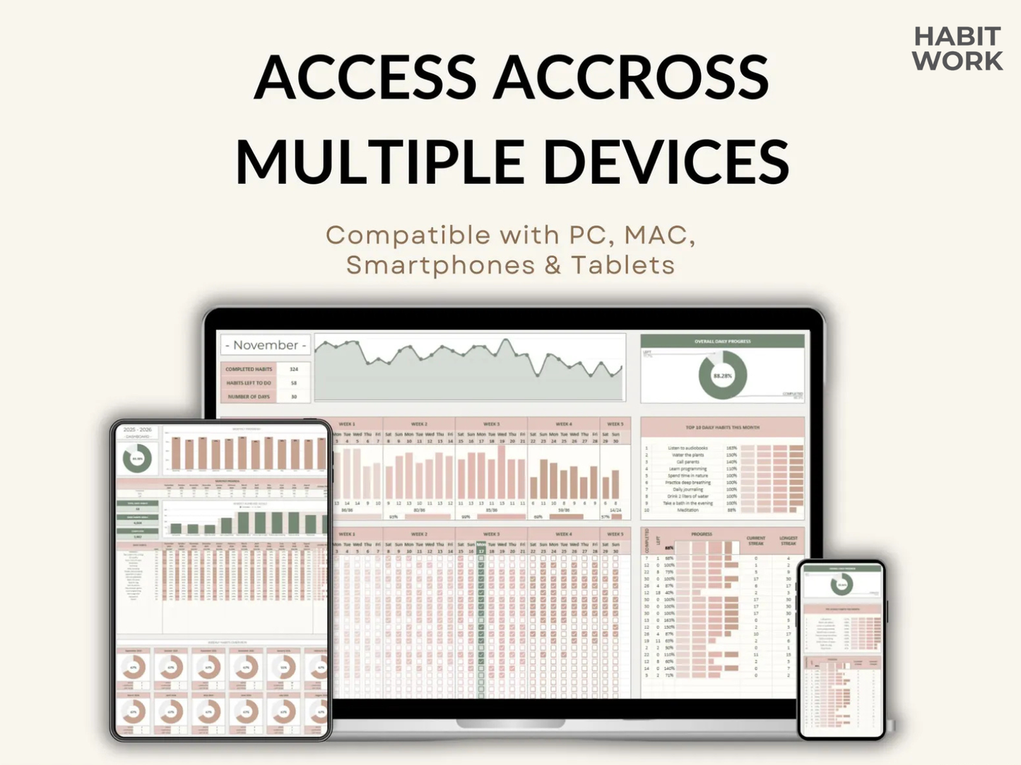 Habit Tracker for Excel & Google Sheets